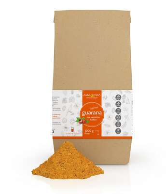 Sie sehen eine Packung Guarana Pulver, 1.000g das Original aus dem Amazonas, 100% natürliches Koffein, Produktbild: 01 Guarana Pulver, 1.000g das Original aus dem Amazonas, 100% natürliches Koffein, A-Nr.: 5229150 - 01