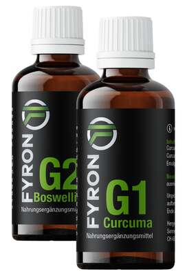 Sie sehen eine Packung FYRON G1 + G2 CURCUMA & BOSWELLIA / WEIHRAUCH, Produktbild: 01 FYRON G1 + G2 CURCUMA & BOSWELLIA / WEIHRAUCH, A-Nr.: 5759787 - 01