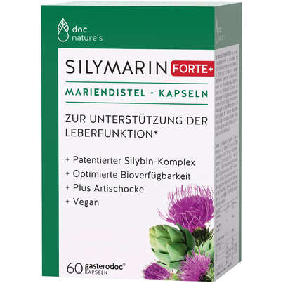 Sie sehen eine Packung doc nature‘s SILYMARIN FORTE+ Mariendistel-Kapseln, Produktbild: 01 doc nature‘s SILYMARIN FORTE+ Mariendistel-Kapseln, A-Nr.: 5223957 - 01
