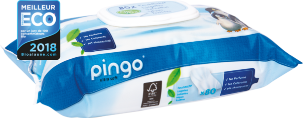 Sie sehen eine Packung Feuchttücher Baby Pinguin – Pingo Swiss, Produktbild: 02 Feuchttücher Baby Pinguin – Pingo Swiss, A-Nr.: 4559626 - 02