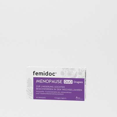 Sie sehen eine Packung femidoc® MENOPAUSE DUO Dragees, Produktbild: 02 femidoc® MENOPAUSE DUO Dragees, A-Nr.: 5504515 - 02