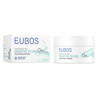 Sie sehen eine Packung Eubos Sensitiv Feuchtigkeitscreme, Produktbild: 07 Eubos Sensitiv Feuchtigkeitscreme, A-Nr.: 2168005 - 07