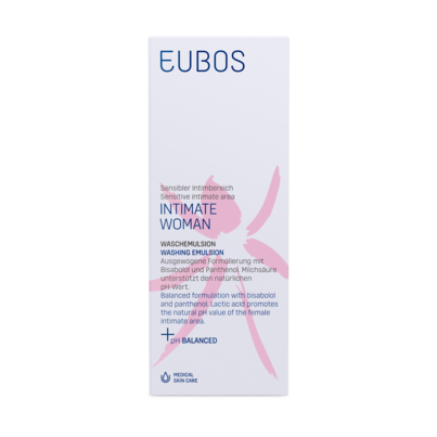 Sie sehen eine Packung Eubos Intimate Care Woman Waschemulsion, Produktbild: 03 Eubos Intimate Care Woman Waschemulsion, A-Nr.: 5590584 - 03