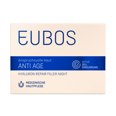 Sie sehen eine Packung Eubos Anti Age Hyaluron Repair Filler Night, Produktbild: 03 Eubos Anti Age Hyaluron Repair Filler Night, A-Nr.: 4293453 - 03