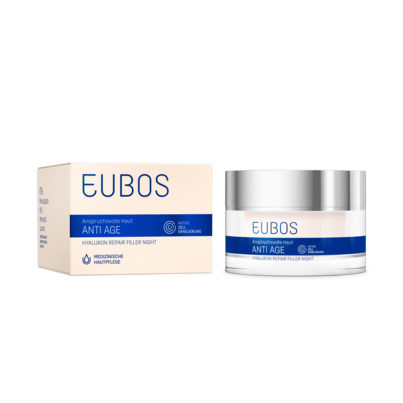 Sie sehen eine Packung Eubos Anti Age Hyaluron Repair Filler Night, Produktbild: 06 Eubos Anti Age Hyaluron Repair Filler Night, A-Nr.: 4293453 - 06
