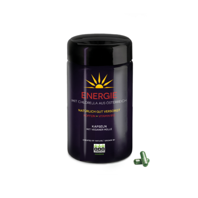 Sie sehen eine Packung Energie Chlorella Kapseln (120 Stk., 64g), Produktbild: 02 Energie Chlorella Kapseln (120 Stk., 64g), A-Nr.: 5186512 - 02