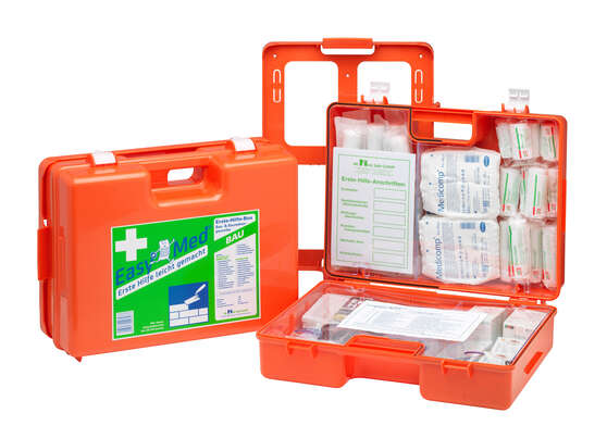 Sie sehen eine Packung EasyMed Erste Hilfe Kasten Bau Type 2, Produktbild: 03 EasyMed Erste Hilfe Kasten Bau Type 2, A-Nr.: 2620646 - 03