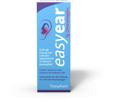 Sie sehen eine Packung easyear Ohrentropfen 7g, Produktbild: 01 easyear Ohrentropfen 7g, A-Nr.: 5183703 - 01