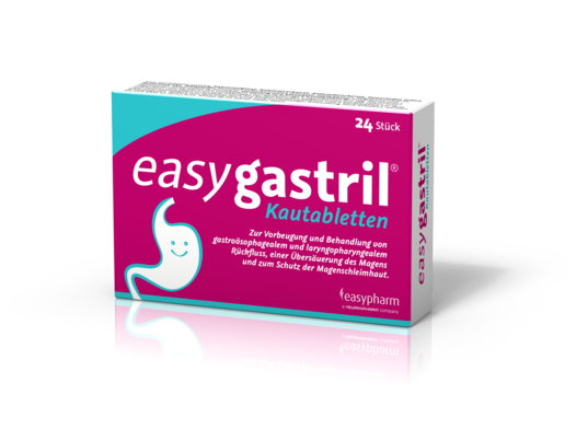 Sie sehen eine Packung easygastril Kautabletten, Produktbild: 03 easygastril Kautabletten, A-Nr.: 5038728 - 03