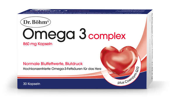 Sie sehen eine Packung Dr. Böhm Omega 3 complex, Produktbild: 01 Dr. Böhm Omega 3 complex, A-Nr.: 4162047 - 01