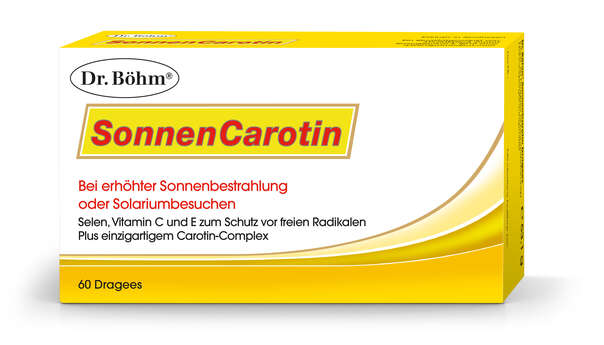 Sie sehen eine Packung Dr. Böhm SonnenCarotin, Produktbild: 01 Dr. Böhm SonnenCarotin, A-Nr.: 2866235 - 01