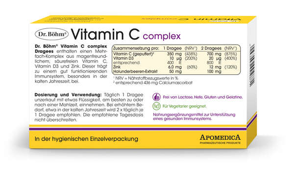 Sie sehen eine Packung Dr. Böhm Vitamin C complex, Produktbild: 03 Dr. Böhm Vitamin C complex, A-Nr.: 3818155 - 03