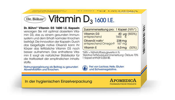 Sie sehen eine Packung Dr. Böhm Vitamin D3, Produktbild: 03 Dr. Böhm Vitamin D3, A-Nr.: 4902001 - 03
