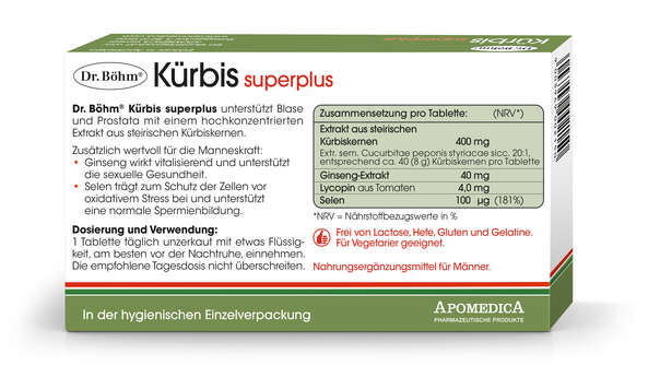 Sie sehen eine Packung Dr. Böhm Kürbis superplus, Produktbild: 03 Dr. Böhm Kürbis superplus, A-Nr.: 2287394 - 03
