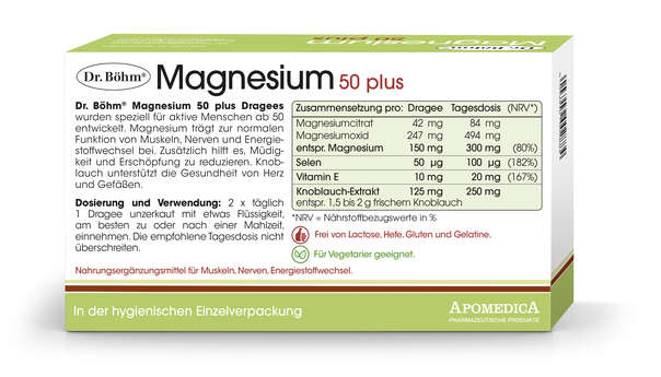 Sie sehen eine Packung Dr. Böhm Magnesium 50 plus Dragees, Produktbild: 03 Dr. Böhm Magnesium 50 plus Dragees, A-Nr.: 4607213 - 03
