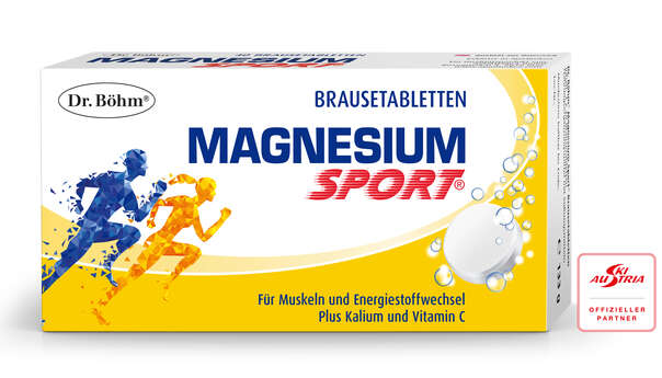 Sie sehen eine Packung Dr. Böhm Magnesium Sport Brausetabletten, Produktbild: 01 Dr. Böhm Magnesium Sport Brausetabletten, A-Nr.: 2745709 - 01