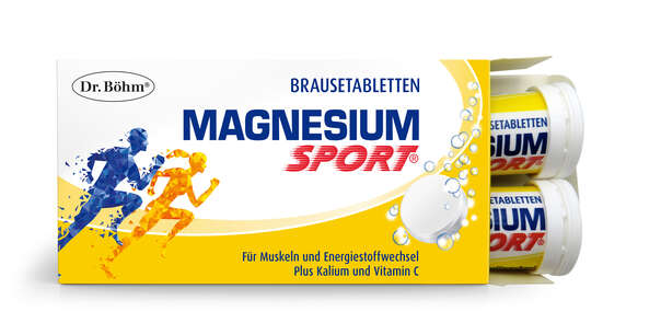 Sie sehen eine Packung Dr. Böhm Magnesium Sport Brausetabletten, Produktbild: 02 Dr. Böhm Magnesium Sport Brausetabletten, A-Nr.: 2745709 - 02