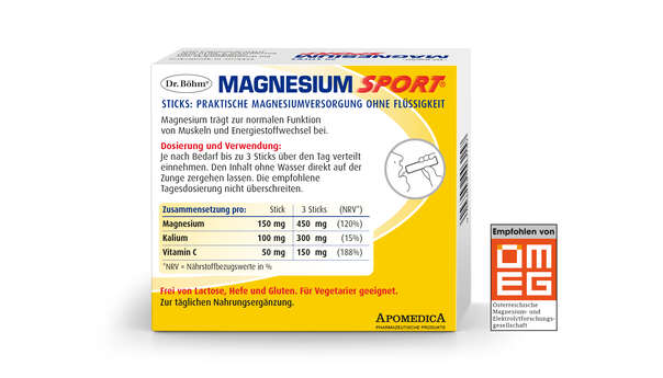 Sie sehen eine Packung Dr. Böhm Magnesium Sport Sticks, Produktbild: 03 Dr. Böhm Magnesium Sport Sticks, A-Nr.: 3979504 - 03