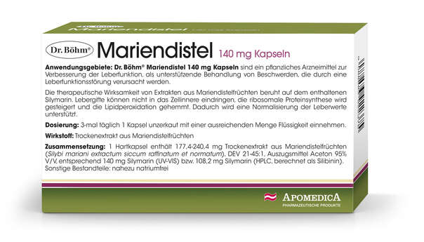 Sie sehen eine Packung Dr. Böhm Mariendistel, Produktbild: 03 Dr. Böhm Mariendistel, A-Nr.: 3922378 - 03
