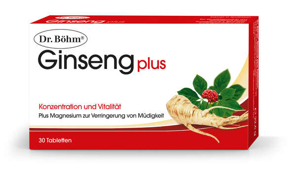 Sie sehen eine Packung Dr. Böhm Ginseng plus, Produktbild: 01 Dr. Böhm Ginseng plus, A-Nr.: 2159710 - 01