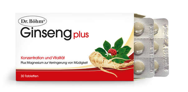 Sie sehen eine Packung Dr. Böhm Ginseng plus, Produktbild: 02 Dr. Böhm Ginseng plus, A-Nr.: 2159710 - 02
