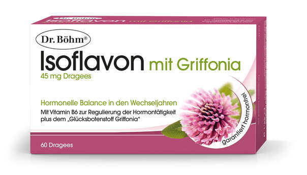 Sie sehen eine Packung Dr. Böhm Isoflavon mit Griffonia, Produktbild: 01 Dr. Böhm Isoflavon mit Griffonia, A-Nr.: 4356610 - 01