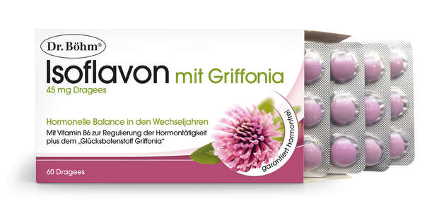 Sie sehen eine Packung Dr. Böhm Isoflavon mit Griffonia, Produktbild: 02 Dr. Böhm Isoflavon mit Griffonia, A-Nr.: 4356610 - 02