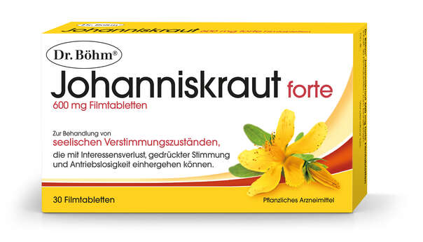 Sie sehen eine Packung Dr. Böhm Johanniskraut forte, Produktbild: 01 Dr. Böhm Johanniskraut forte, A-Nr.: 4201190 - 01