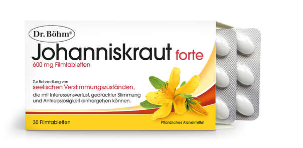 Sie sehen eine Packung Dr. Böhm Johanniskraut forte, Produktbild: 02 Dr. Böhm Johanniskraut forte, A-Nr.: 4201190 - 02