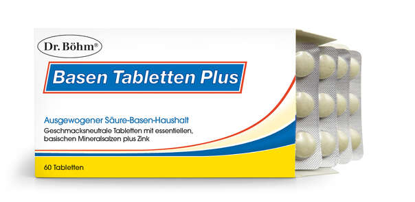 Sie sehen eine Packung Dr. Böhm Basen Tabletten Plus, Produktbild: 02 Dr. Böhm Basen Tabletten Plus, A-Nr.: 2635197 - 02