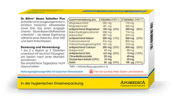 Sie sehen eine Packung Dr. Böhm Basen Tabletten Plus, Produktbild: 03 Dr. Böhm Basen Tabletten Plus, A-Nr.: 2635197 - 03