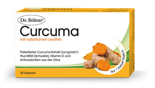 Sie sehen eine Packung Dr. Böhm Curcuma, Produktbild: 01 Dr. Böhm Curcuma, A-Nr.: 5298004 - 01