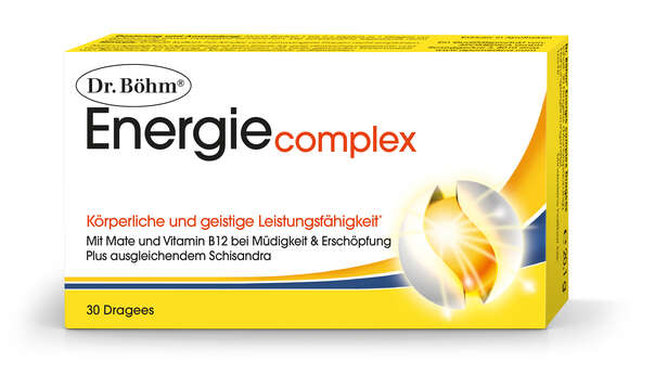Sie sehen eine Packung Dr. Böhm Energie complex Dragees, Produktbild: 01 Dr. Böhm Energie complex Dragees, A-Nr.: 3440165 - 01