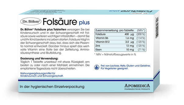 Sie sehen eine Packung Dr. Böhm Folsäure plus, Produktbild: 03 Dr. Böhm Folsäure plus, A-Nr.: 2317416 - 03