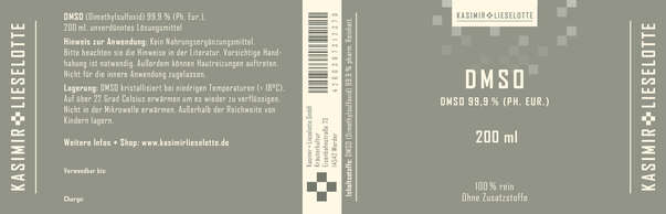 Sie sehen eine Packung Kasimir + Lieselotte DMSO 200 ml, Produktbild: 02 Kasimir + Lieselotte DMSO 200 ml, A-Nr.: 5616562 - 02
