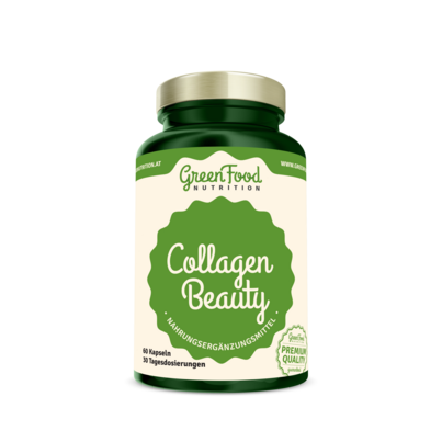 Sie sehen eine Packung GreenFood Nutrition Collagen Beauty 60 Kapseln, Produktbild: 01 GreenFood Nutrition Collagen Beauty 60 Kapseln, A-Nr.: 5634689 - 01