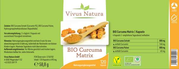 Bio Curcuma Matrix Kapseln, A-Nr.: 5758782 - 01
