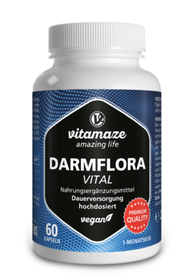 Sie sehen eine Packung Vitamaze Darmflora Vital vegan, Produktbild: 01 Vitamaze Darmflora Vital vegan, A-Nr.: 5179570 - 01