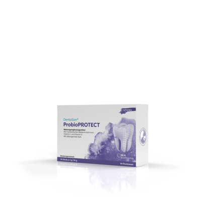 Sie sehen eine Packung DentaSan ProbioPROTECT, Produktbild: 01 DentaSan ProbioPROTECT, A-Nr.: 5036787 - 01