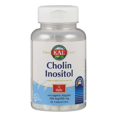 Sie sehen eine Packung Supplementa Cholin & Inositol 500mg Tabletten, Produktbild: 01 Supplementa Cholin & Inositol 500mg Tabletten, A-Nr.: 5395380 - 01