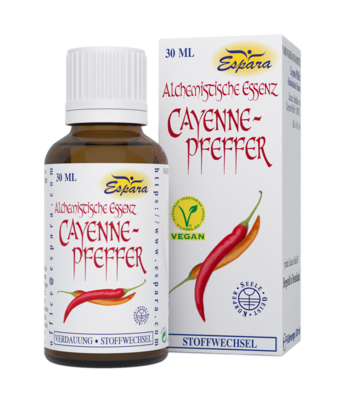 Sie sehen eine Packung Espara Cayenne-Pfeffer Alchemistische Essenz, Produktbild: 01 Espara Cayenne-Pfeffer Alchemistische Essenz, A-Nr.: 4039950 - 01