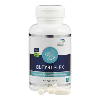 Sie sehen eine Packung Supplementa Butyri Plex Kapseln, Produktbild: 04 Supplementa Butyri Plex Kapseln, A-Nr.: 5596664 - 04