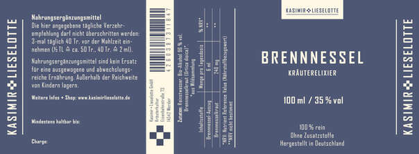 Sie sehen eine Packung Kasimir und Lieselotte Brennnessel Tinktur, Produktbild: 03 Kasimir und Lieselotte Brennnessel Tinktur, A-Nr.: 5176206 - 03