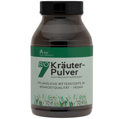 Sie sehen eine Packung doc nature’s BIO 7 Kräuter-Pulver, Glas, Produktbild: 01 doc nature’s BIO 7 Kräuter-Pulver, Glas, A-Nr.: 5619483 - 01
