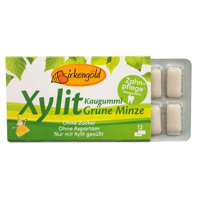 Sie sehen eine Packung Birkengold Kaugummi Grüne Minze, Produktbild: 03 Birkengold Kaugummi Grüne Minze, A-Nr.: 5160300 - 03