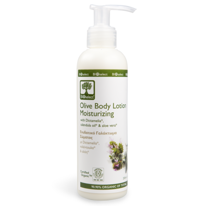 Sie sehen eine Packung Bioselect Olive Body Lotion Moisturizing, Produktbild: 01 Bioselect Olive Body Lotion Moisturizing, A-Nr.: 4566709 - 01
