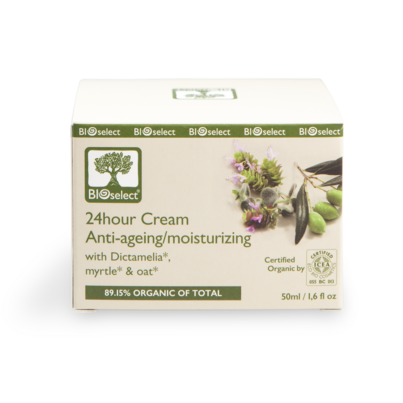 Sie sehen eine Packung Bioselect 24hour Cream Anti-ageing/moisturizing, Produktbild: 01 Bioselect 24hour Cream Anti-ageing/moisturizing, A-Nr.: 4567011 - 01