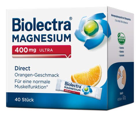 Biolectra® Magnesium 400 mg Ultra Direct Orange Sticks 40 Stück, A-Nr.: 5048106 - 01