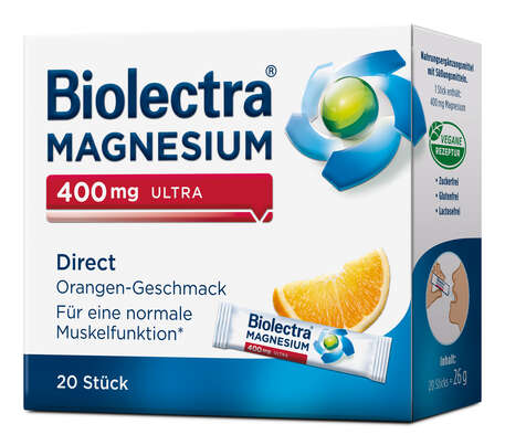 Biolectra® MAGNESIUM 400 mg Ultra Direct Orange Sticks 20 Stück, A-Nr.: 5048098 - 01