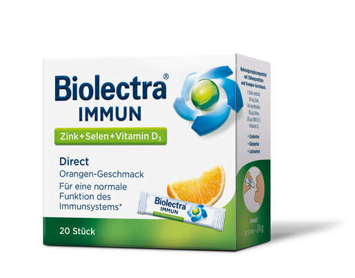 Sie sehen eine Packung Biolectra® Immun Direct Sticks 20 Stück, Produktbild: 01 Biolectra® Immun Direct Sticks 20 Stück, A-Nr.: 3726832 - 01
